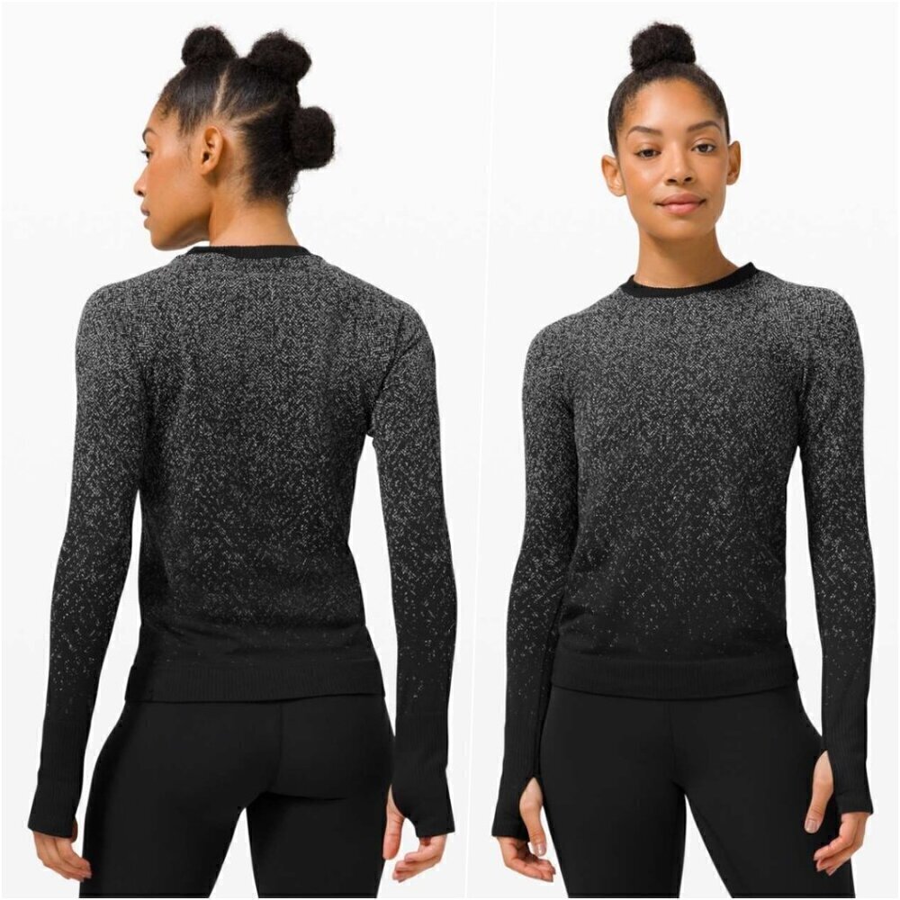 Lululemon Run Slim Layer Pullover Herringbone Black 4 NWOT